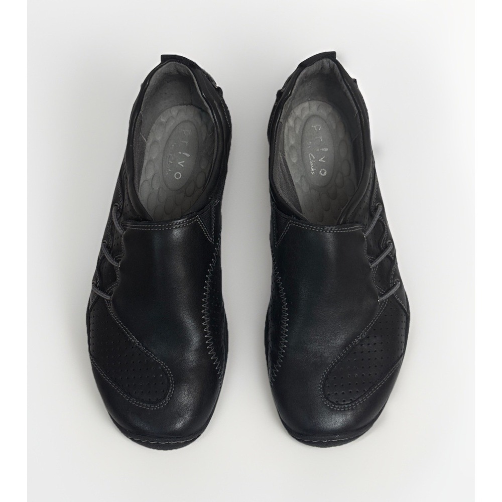Privo Clarks Freeform Black Leather Slipon Casual Women's Size 5M